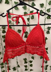 red bohemian style halter top 