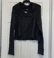 Tildon Charcoal Gray Shimmer Wrap Cowl neck sweater, NWT