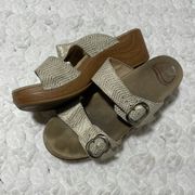 Dansko Gold and Brown Wedge Sandals Size 37