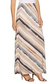 Susan Graver Womens Maxi Skirt Size XLP Water Color Soft Stretch Elastic Waist