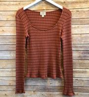 PST By Project Social T Kimora Sweetheart Rib Knit Striped Top Size Large NWOT