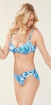 Andie Swim The Bikini Bottom Blue Floral Large