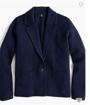 J. Crew 365 Merino Wool Navy Blue Long Sleeve Cropped Blazer XXS