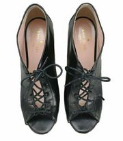 Kate Spade Inella Black Open Toe Lace Up Booties