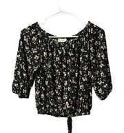 Free Kisses Womens Size Small Floral Crop Tie Front Top Cottagecore