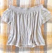 Gray Off-the-Shoulder Lace Blouse Size Small