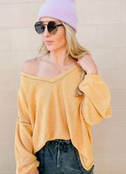 Dandelion Yellow Oversized V-Neck Sweater