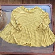 Ya Los Ángeles mustard yellow stripped blouse 3/4 sleeve flowy loose fit thermal