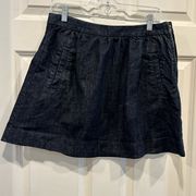 J. Crew Dark Denim Mini Skirt with Pockets and Side Zip Closure size 8