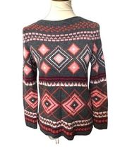 Fair Isle Talbots Gray Pink Argyle Knit Pullover Sweater Womens Small Petite. Si