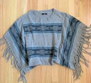 Papaya Poncho Tribal Print Sweater with Fringe