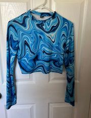 SheIn Beautiful  Long Sleeve Crop Shirt, Size Large