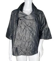 Sun Kim Jacket Women Small Silver Marbled Ava Jacket Asymmetrial Lagenlook Artsy