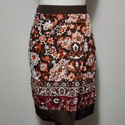 NY&CO brown orange floral wrap skirt size 0