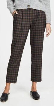 Vince Plaid Pull On Pants Mahogany Plaid Size Large