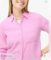 J. Crew Gauze Button Up Long Sleeve Shirt Pink Lotus Bloom Medium BY043 Medium