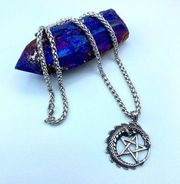 Stainless Steel Dragon Pentagram Necklace Wheat Chain