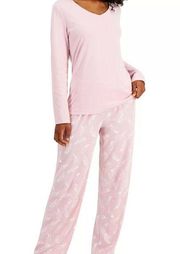 Charter Club 2 Piece Cotton Pajama Set in Pink Feather NWT  Size Small NEW