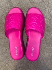 Hot Pink Louis Vuitton Inspired Wedge Sandals
