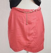 Women's H&M Skirt Tangerine Draped/Pleated Hidden Zip Closure W/Belt Size: 6