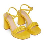 GIANVITO ROSSI Lena 70 Leather Platform Sandal In Yellow