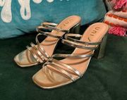 Unisa Gold Strappy Heel Sandals 7