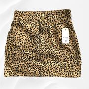 Billabong Leopard Denim Skirt 5 Pocket Size 27 NWT