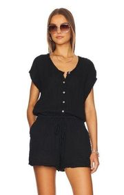 Michael Stars Regina Romper in Black Double Gauze Size Large NWT