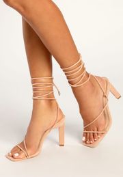 Gwendlyn Suede Lace-Up High Heel Sandals