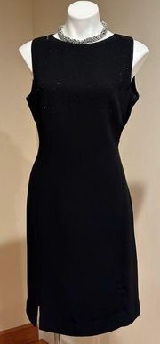 Jones New York Black Sequence Sleeveless Dress Sz 14 Good Condition Small Split