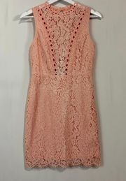 Women’s Sleeveless Open Back Lace Mini Dress Pink NWOT