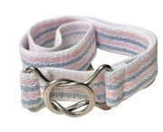 VTG 80s Striped Elastic Buckle Cinch Belt Pink Light Blue White Women’s OS