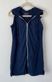 Beach Navy Swimwear Coverup Dress Hooded Size Medium