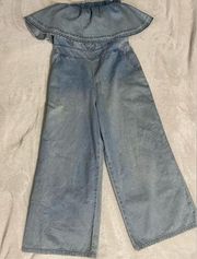 Umgee Long Blue Jean Jumpsuit. 100% cotton. Size Medium NWT