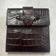 Brighton Brown Leather Croc Embossed Trifold Wallet