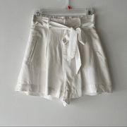 BB Dakota Loose Fit Dressy Shorts with Tie Belt in White Size XS