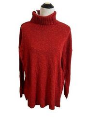 J Jill NWT Sweater Womens Red Cabin Mixed Tweed Turtleneck Relaxed size M