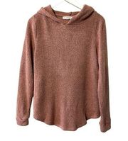 LOFT Ann Taylor‎ Knit Sweater Hoodie Womens Size M Long Sleeves Taupe Pink Cozy