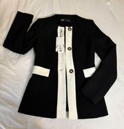 Zara Black and White Blazer