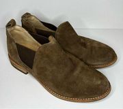 Edenvale Page Distressed Suede Vert Olive Slip On Booties