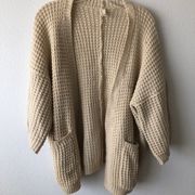 POL Oversized Chunky Waffle Knit Oatmeal Cardigan