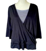 Studio Works dressy black and white 3/4 length sleeve top women’s size 1X