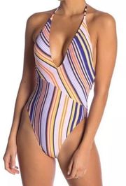 Bikini Lab stripe cheeky swimsuit. NWOT