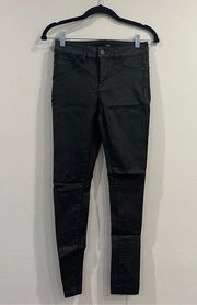 Aqua Faux Leather Jeans in Black