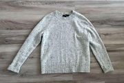 Theory S Gray Speckled Crew Neck Cashmere Blend Sweater