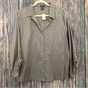 Ann Taylor | taupe cotton button up shirt