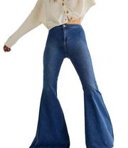 Free People We The Free Just Float On Jericho Blue Flare Leg Jeans Size 29 NWT