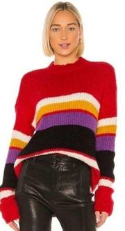 Sanctuary Party Stripe Sweater Top Red Black NWT