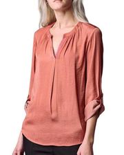 SIMPLY VERA WANG Shabby Rose Roll Tab Sleeve Popover Blouse ~ Women's MEDIUM