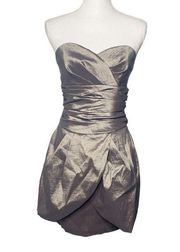 Jessica McClintock Women Mini Dress Metallic Strapless Sz 6 Homecoming Formal